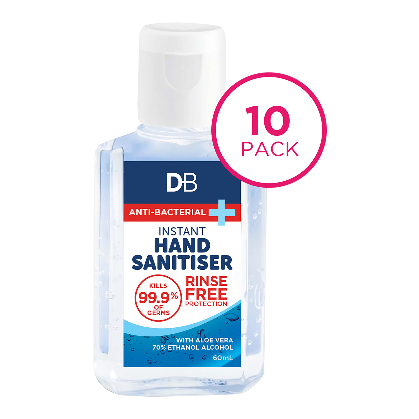 Anti-bacterial Instant Hand Sanitiser (10pk) 60ml | DB Cosmetics