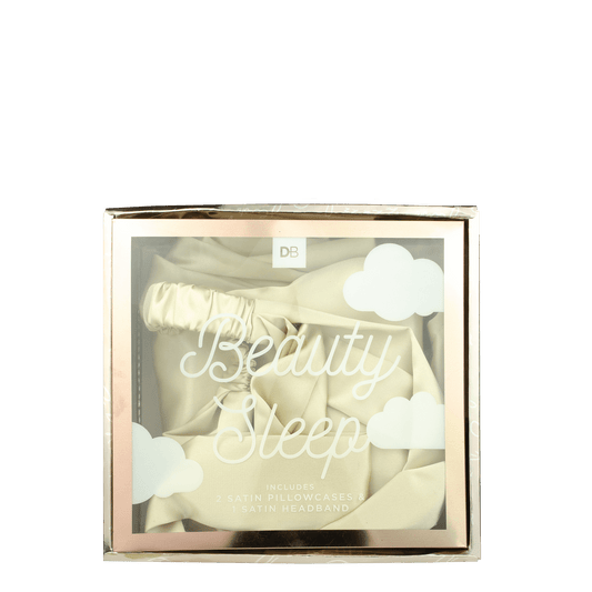 Beauty Sleep Satin Pillowcase and Headband Set (Champagne) | DB Cosmetics | 01
