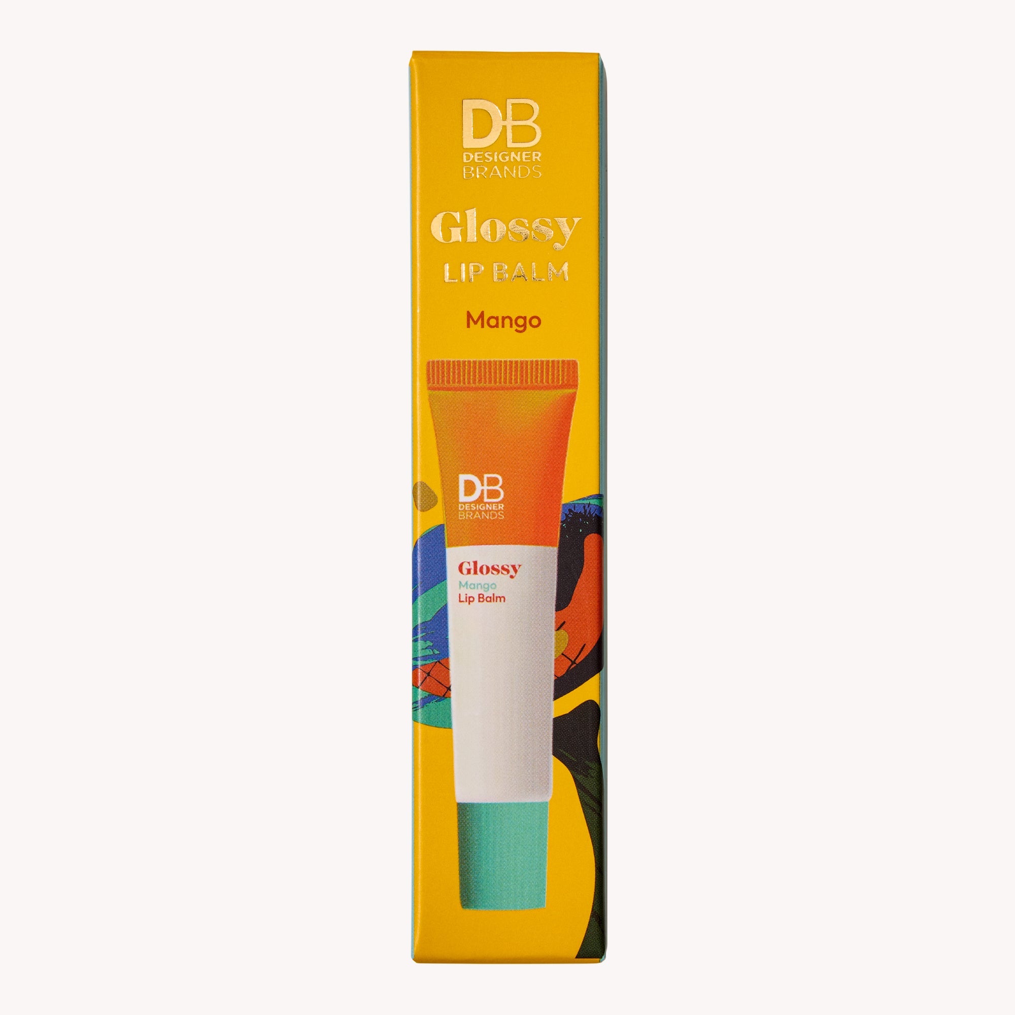 DB Glossy Lip Balm packaging on a white background