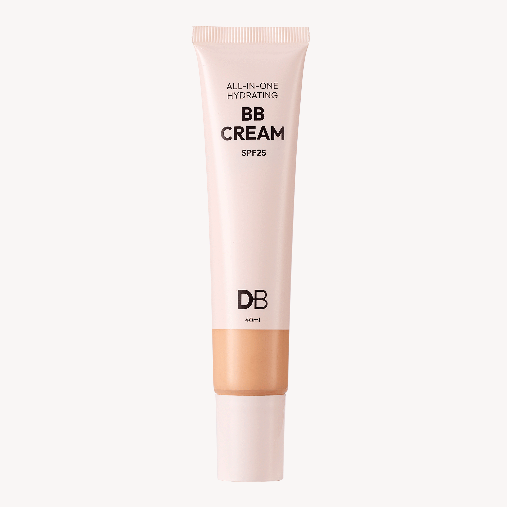 BB cream tube with 'DB' branding on a white background