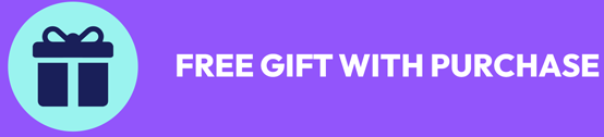Purple banner with a gift icon and text reading "Free Gift With Purchase," ideal for luxury jewellery promotions.
