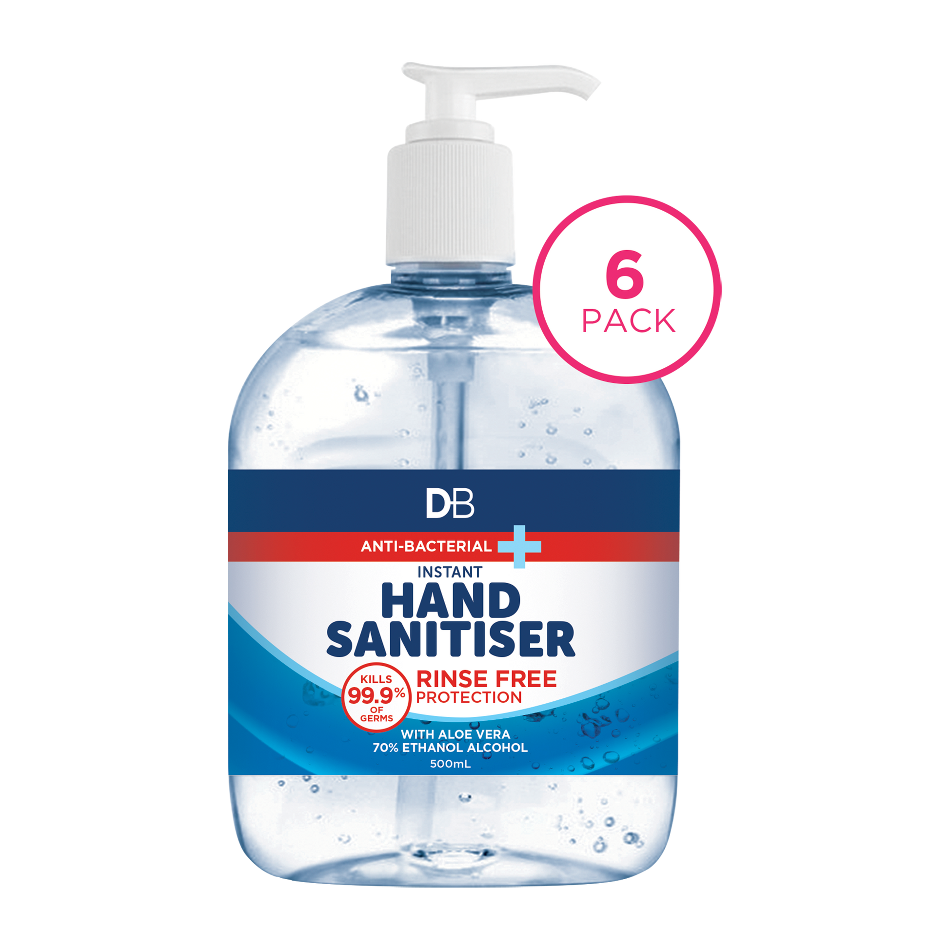 Anti-bacterial Instant Hand Sanitiser (6pk) 500ml | DB Cosmetics