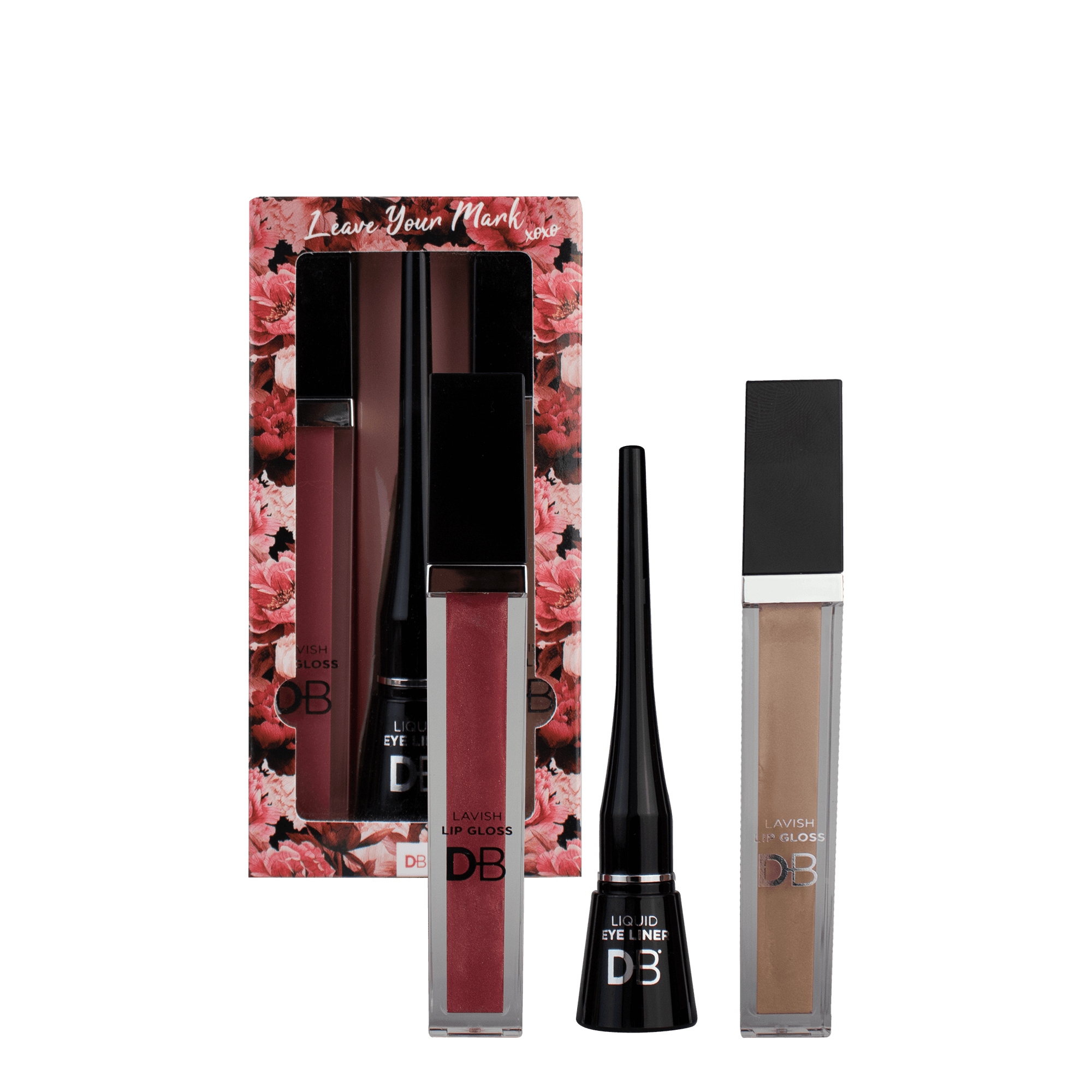 Leave Your Mark 2-Piece Lip Gloss + Liquid Eyeliner Kit | DB Cosmetics | 01
