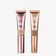 Two DB beauty wands: one for illuminating, in melted rose, and one for contouring, in medium-deep. Luxurious cosmetic packaging.
